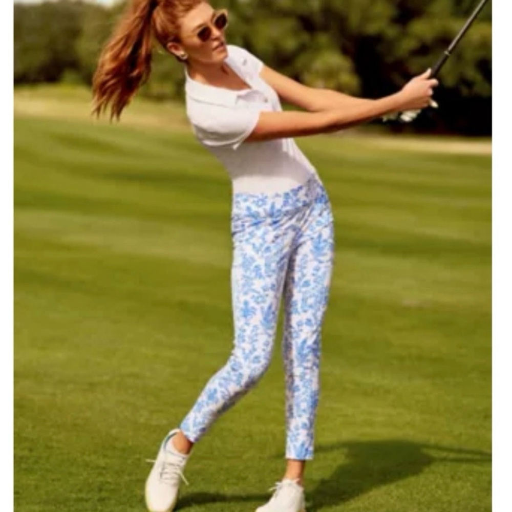 Lilly Pulitzer Luxletic Corso Pants Resort White Tall Tales Golf Athleisure Sz 4 - Picture 16 of 16